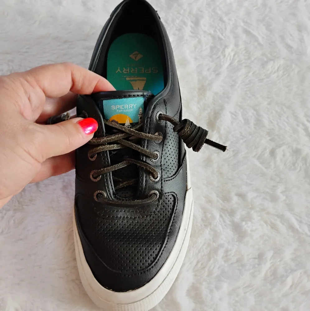 Sperry Top Sider Black Leather Sneakers